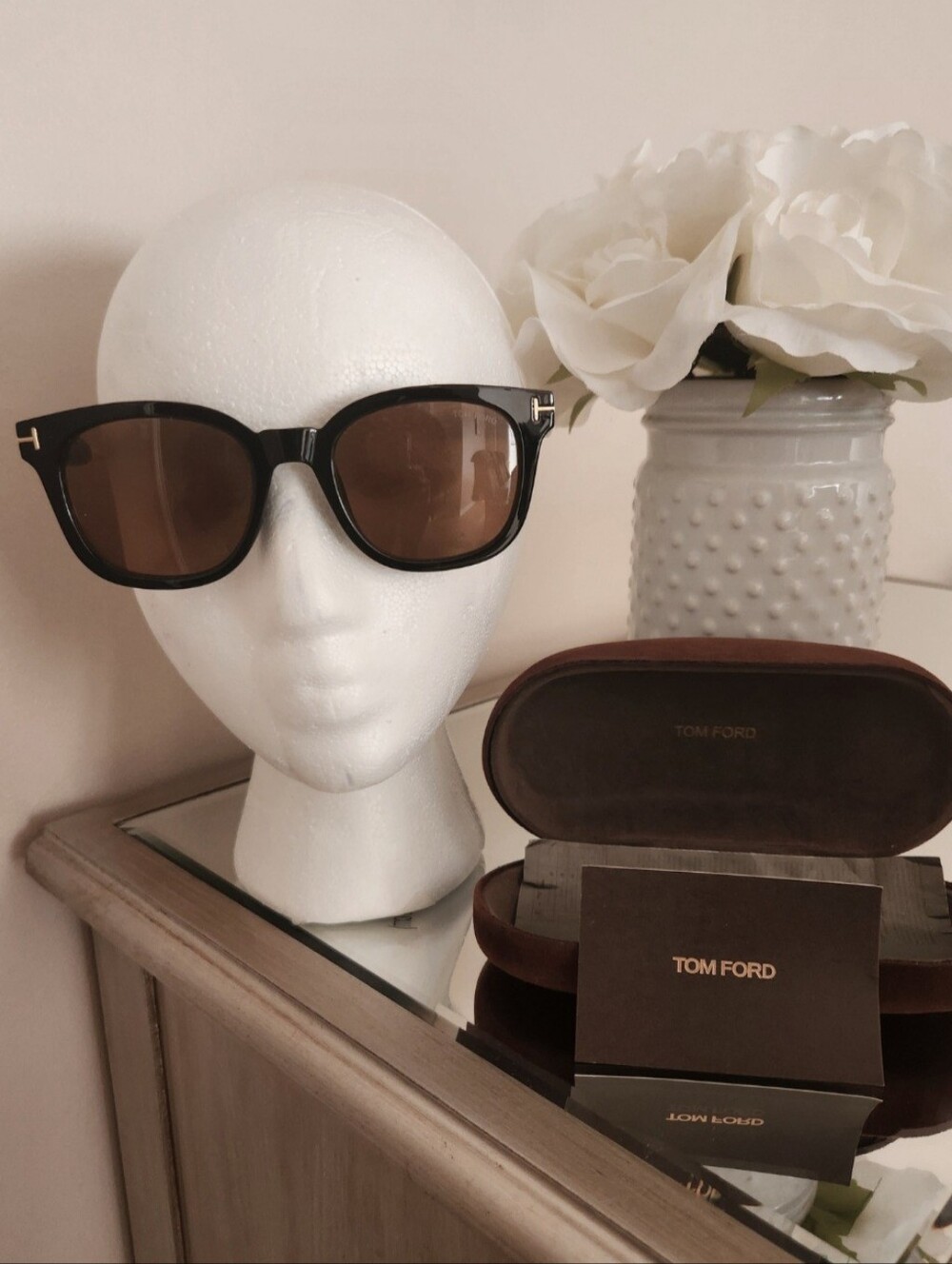 Tom Ford Black Frame Sunglasses with Brown Lenses
